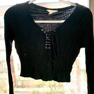 Tie up, long sleeve, crop top